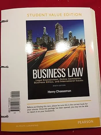 Test Bank for Business Law: Legal Environment